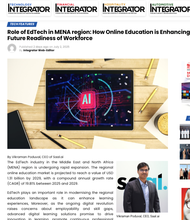 The Integrator features Saal’s CEO, Vikraman Poduval